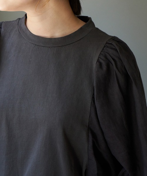 note et silence (ノートエシロンス)の「▲【AMB100貨】USAコットン×リネン ギャザースリーブプルオーバー(Tシャツ/カットソー・レディース・ホワイト/チャコールグレー/ピンク・FREE)」の20枚目の写真