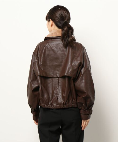 Three Four Time（ｽﾘｰﾌｫｰﾀｲﾑ）の「フェイクレザーショートトレンチジャケット（ブルゾン・レディース・ブラウン・FREE）」の12枚目の写真