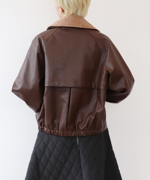Three Four Time（ｽﾘｰﾌｫｰﾀｲﾑ）の「フェイクレザーショートトレンチジャケット（ブルゾン・レディース・ブラウン・FREE）」の6枚目の写真