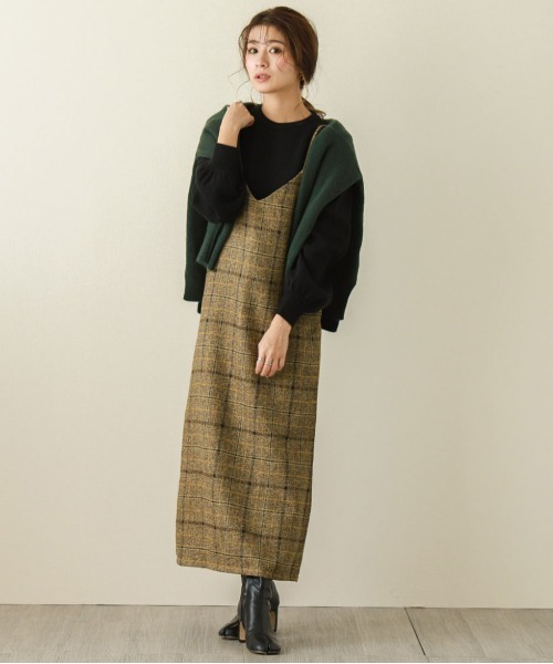 La-gemme（ラジェム）の「バックスリットキャミソールワンピース（ワンピース・レディース・ブラウン/ダークグレー/ブラック/グレー系その他/ブラック系その他/ブラウン系その他・L/M）」の6枚目の写真