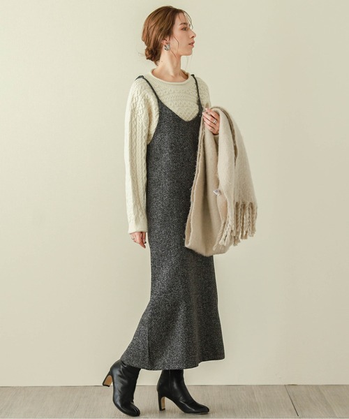 La-gemme（ラジェム）の「バックスリットキャミソールワンピース（ワンピース・レディース・ブラウン/ダークグレー/ブラック/グレー系その他/ブラック系その他/ブラウン系その他・L/M）」の4枚目の写真