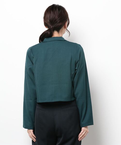 CECIL McBEE（セシルマクビー）の「ショート丈ジャケット（テーラードジャケット・レディース・ブラック/グリーン・MEDIUM）」の4枚目の写真
