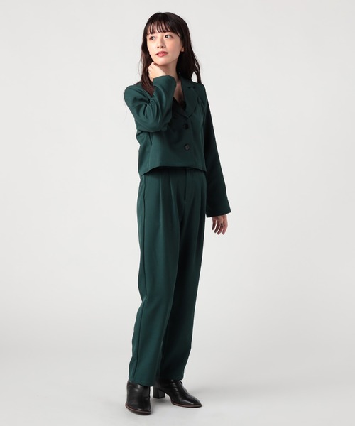 CECIL McBEE（セシルマクビー）の「ショート丈ジャケット（テーラードジャケット・レディース・ブラック/グリーン・MEDIUM）」の9枚目の写真