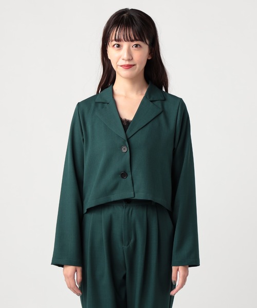 CECIL McBEE（セシルマクビー）の「ショート丈ジャケット（テーラードジャケット・レディース・ブラック/グリーン・MEDIUM）」の10枚目の写真