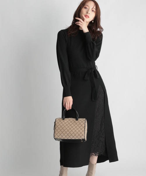 Andemiu（アンデミュウ）の「レースドッキングワンピース255114（ワンピース・レディース・ブラック/ベージュ/グリーン・FREE）」の2枚目の写真