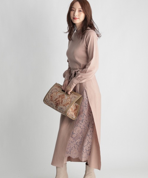 Andemiu（アンデミュウ）の「レースドッキングワンピース255114（ワンピース・レディース・ブラック/ベージュ/グリーン・FREE）」の16枚目の写真