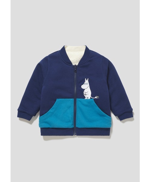 Design Tshirts Store graniph(デザイン ティーシャツ ストア グラニフ)の「ムーミンフレンズとスティンキー(ムーミン)|コラボベビーリバーシブルボアブルゾン(ブルゾン・キッズ・ネイビー・90)」の9枚目の写真