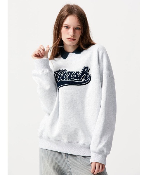 KIRSH(キルシー)の「A'GEM/9 × .kom『KIRSH/キルシー』BASEBALL LOGO SWEATSHIRT/ベースボールロゴ スウェットシャツ(スウェット・レディース・ブラック/インディゴブルー/グレー・FREE)」の3枚目の写真