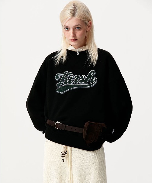 KIRSH(キルシー)の「A'GEM/9 × .kom『KIRSH/キルシー』BASEBALL LOGO SWEATSHIRT/ベースボールロゴ スウェットシャツ(スウェット・レディース・ブラック/インディゴブルー/グレー・FREE)」の6枚目の写真