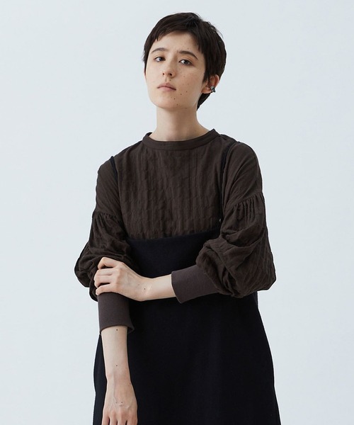 conges payes ADIEU TRISTESSE(コンジェ ペイエ アデュートリステス)の「リブカフスブラウス(シャツ/ブラウス・レディース・ブラウン系その他/グレー系その他・38)」の1枚目の写真