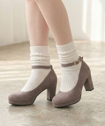LibertyDoll ラウンドトゥ6.5㎝チャンキーヒールストラップパンプス