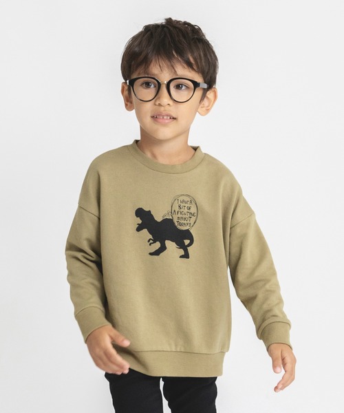 BRANSHES(ブランシェス)の「【ダイナソー&バックロゴ】トレーナー(スウェット・キッズ・ベージュ/ブラック/グリーン・120/130/140/150/90/100/110)」の3枚目の写真