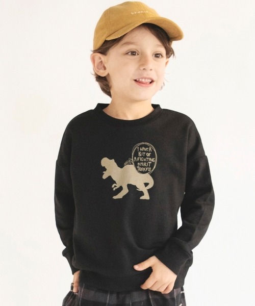 BRANSHES(ブランシェス)の「【ダイナソー&バックロゴ】トレーナー(スウェット・キッズ・ベージュ/ブラック/グリーン・120/130/140/150/90/100/110)」の2枚目の写真