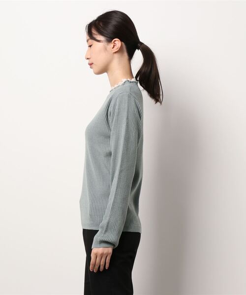 ehka sopo（エヘカソポ）の「衿レースリブニット（ニット/セーター・レディース・ブラック/ミント/キナリ・ﾌﾘ-）」の9枚目の写真