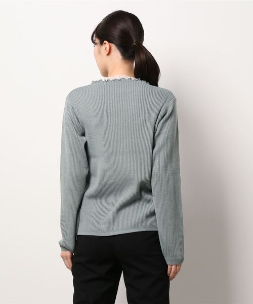 ehka sopo（エヘカソポ）の「衿レースリブニット（ニット/セーター・レディース・ブラック/ミント/キナリ・ﾌﾘ-）」の10枚目の写真