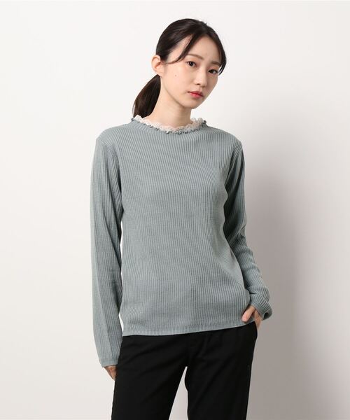 ehka sopo（エヘカソポ）の「衿レースリブニット（ニット/セーター・レディース・ブラック/ミント/キナリ・ﾌﾘ-）」の11枚目の写真