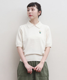 CHILD WOMAN | 4/101 CRAFT14GG 刺繍 衿付き半袖ニットポロ(ポロシャツ)