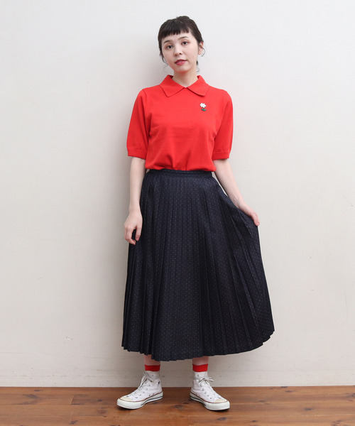 CHILD WOMAN（チャイルドウーマン）の「4/101 CRAFT14GG 刺繍 衿付き半袖ニットポロ（ポロシャツ・レディース・ブラック/レッド/アイボリー/ネイビー/ブルー・FREE）」の10枚目の写真