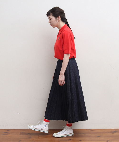 CHILD WOMAN（チャイルドウーマン）の「4/101 CRAFT14GG 刺繍 衿付き半袖ニットポロ（ポロシャツ・レディース・ブラック/レッド/アイボリー/ネイビー/ブルー・FREE）」の11枚目の写真