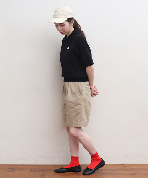 CHILD WOMAN（チャイルドウーマン）の「4/101 CRAFT14GG 刺繍 衿付き半袖ニットポロ（ポロシャツ・レディース・ブラック/レッド/アイボリー/ネイビー/ブルー・FREE）」の15枚目の写真