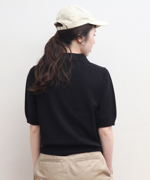 CHILD WOMAN（チャイルドウーマン）の「4/101 CRAFT14GG 刺繍 衿付き半袖ニットポロ（ポロシャツ・レディース・ブラック/レッド/アイボリー/ネイビー/ブルー・FREE）」の14枚目の写真