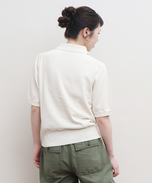 CHILD WOMAN（チャイルドウーマン）の「4/101 CRAFT14GG 刺繍 衿付き半袖ニットポロ（ポロシャツ・レディース・ブラック/レッド/アイボリー/ネイビー/ブルー・FREE）」の22枚目の写真