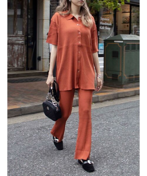 EVRIS（エヴリス）の「リブルーズポロニットトップス【セットアップ着用可能】（ニット/セーター・レディース・ブラウン/グリーン/ブラック/オレンジ・FREE）」の16枚目の写真