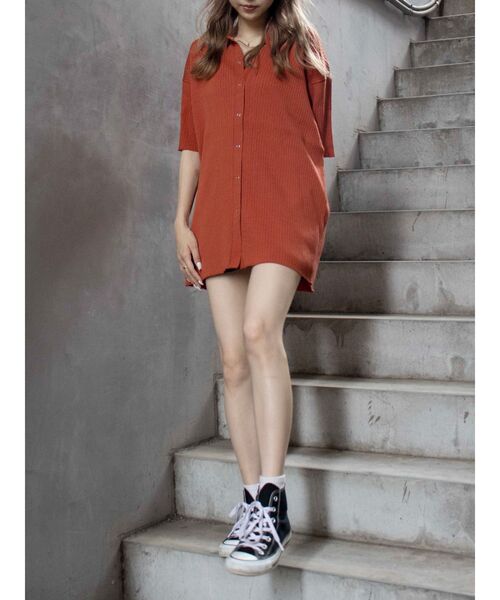 EVRIS（エヴリス）の「リブルーズポロニットトップス【セットアップ着用可能】（ニット/セーター・レディース・ブラウン/グリーン/ブラック/オレンジ・FREE）」の17枚目の写真