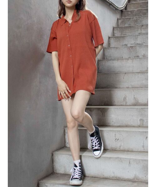 EVRIS（エヴリス）の「リブルーズポロニットトップス【セットアップ着用可能】（ニット/セーター・レディース・ブラウン/グリーン/ブラック/オレンジ・FREE）」の19枚目の写真