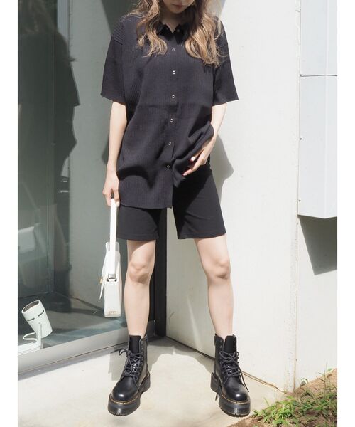 EVRIS（エヴリス）の「リブルーズポロニットトップス【セットアップ着用可能】（ニット/セーター・レディース・ブラウン/グリーン/ブラック/オレンジ・FREE）」の5枚目の写真