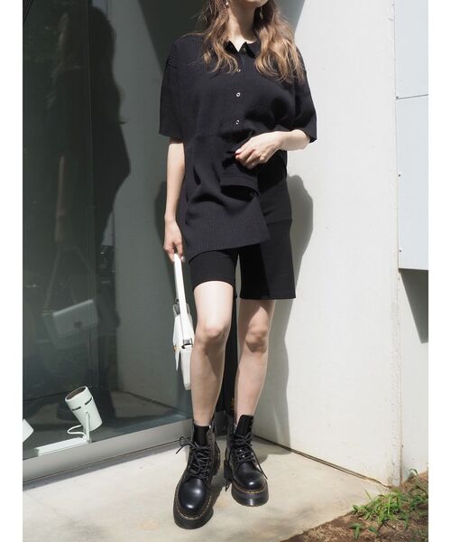 EVRIS（エヴリス）の「リブルーズポロニットトップス【セットアップ着用可能】（ニット/セーター・レディース・ブラウン/グリーン/ブラック/オレンジ・FREE）」の6枚目の写真