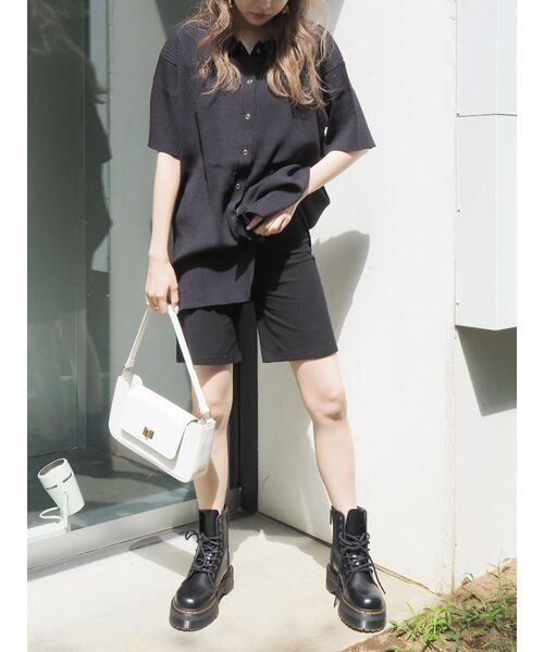 EVRIS（エヴリス）の「リブルーズポロニットトップス【セットアップ着用可能】（ニット/セーター・レディース・ブラウン/グリーン/ブラック/オレンジ・FREE）」の7枚目の写真