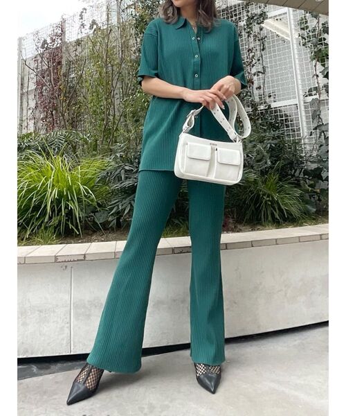 EVRIS（エヴリス）の「リブルーズポロニットトップス【セットアップ着用可能】（ニット/セーター・レディース・ブラウン/グリーン/ブラック/オレンジ・FREE）」の8枚目の写真