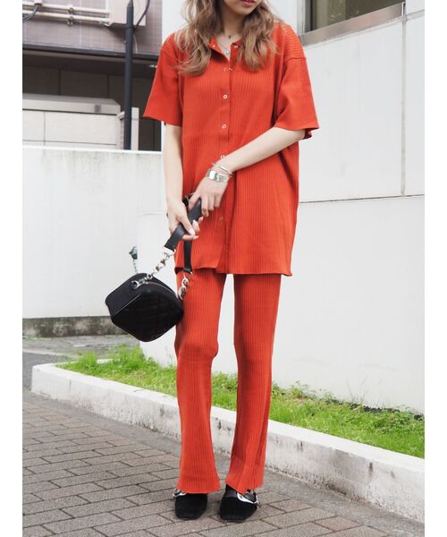 EVRIS（エヴリス）の「リブルーズポロニットトップス【セットアップ着用可能】（ニット/セーター・レディース・ブラウン/グリーン/ブラック/オレンジ・FREE）」の11枚目の写真