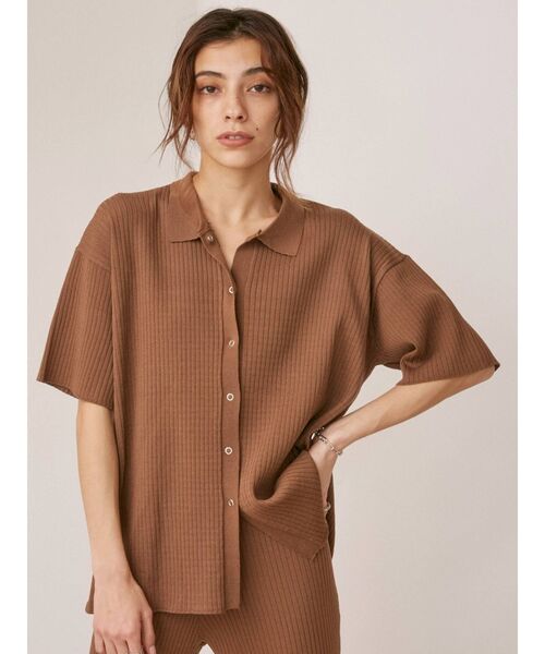 EVRIS（エヴリス）の「リブルーズポロニットトップス【セットアップ着用可能】（ニット/セーター・レディース・ブラウン/グリーン/ブラック/オレンジ・FREE）」の22枚目の写真