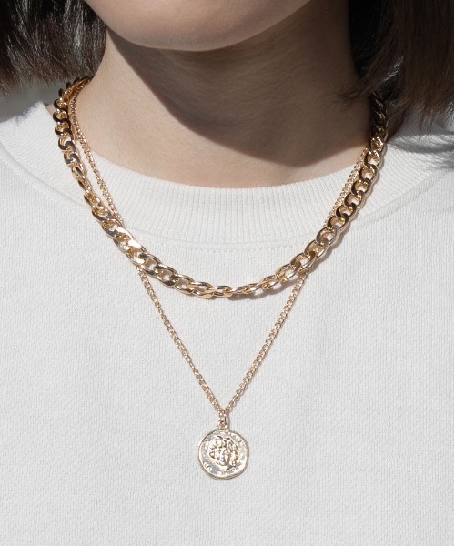 PairPair(ペアペア)の「コインチャームネックレス(ユニセックス)(ネックレス・レディース・シルバー/ゴールド・FREE)」の2枚目の写真
