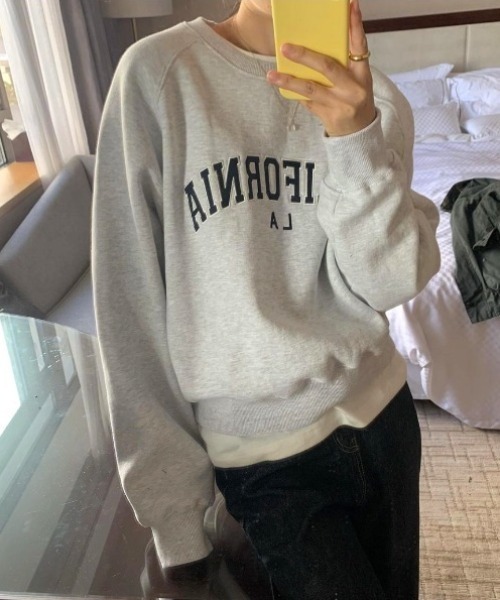 MINS MINIS（ミンスミニス）の「カルフォルニア刺繍ロゴ裏起毛スウェット（スウェット・レディース・ライトグレー/ネイビー/グレー/ワイン・FREE）」の2枚目の写真