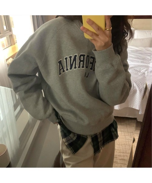 MINS MINIS（ミンスミニス）の「カルフォルニア刺繍ロゴ裏起毛スウェット（スウェット・レディース・ライトグレー/ネイビー/グレー/ワイン・FREE）」の19枚目の写真