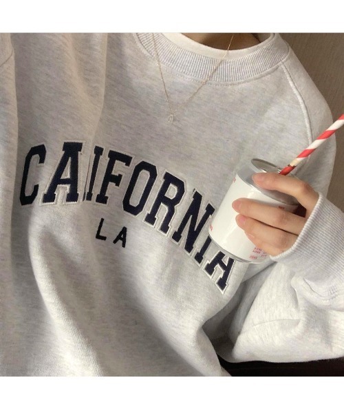 MINS MINIS（ミンスミニス）の「カルフォルニア刺繍ロゴ裏起毛スウェット（スウェット・レディース・ライトグレー/ネイビー/グレー/ワイン・FREE）」の5枚目の写真
