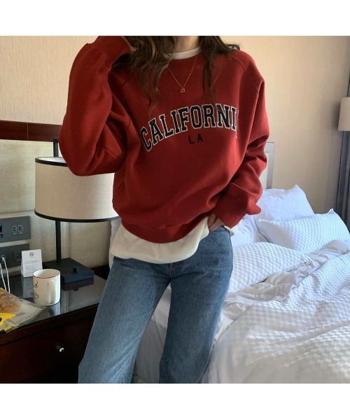 MINS MINIS（ミンスミニス）の「カルフォルニア刺繍ロゴ裏起毛スウェット（スウェット・レディース・ライトグレー/ネイビー/グレー/ワイン・FREE）」の16枚目の写真