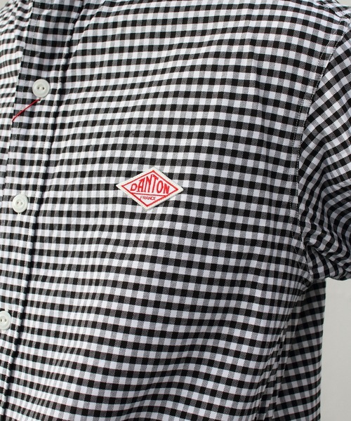 極美品 DANTON ダントン オックスフォード バンドカラー シャツ チェック DANTON/ダントン] オックスフォード バンドカラーシャツ(チェック
