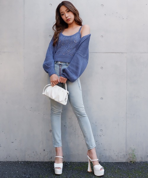 SPIRALGIRL（スパイラルガール）の「クロシェアンサンブル（アンサンブル・レディース・ブラック/ブルー・FREE）」の7枚目の写真