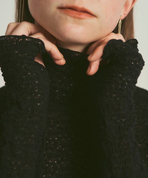 PUBLIC TOKYO（パブリックトウキョウ）の「フラワーシャーリングシアートップス /ウォッシャブル（Tシャツ/カットソー・レディース・ブラック/パープル/グリーン/アイボリー/ホワイト・FREE）」の11枚目の写真