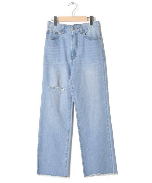 w closet（ダブルクローゼット）の「ダメージストレートデニムパンツ（デニムパンツ・レディース・ブルー/キナリ・S/M）」の15枚目の写真
