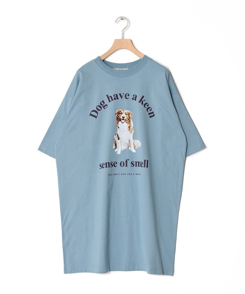 Alley by w closet（アリーバイダブルクローゼット）の「【Alley】犬プリントTeeワンピース（ワンピース・レディース・オフホワイト/ライトブルー/ライム・FREE）」の3枚目の写真