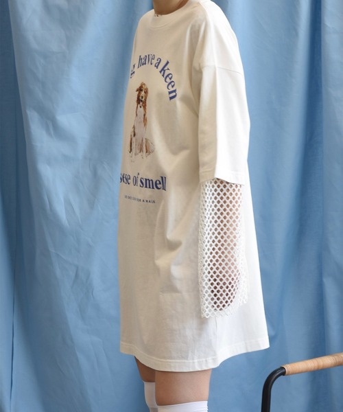 Alley by w closet（アリーバイダブルクローゼット）の「【Alley】犬プリントTeeワンピース（ワンピース・レディース・オフホワイト/ライトブルー/ライム・FREE）」の10枚目の写真