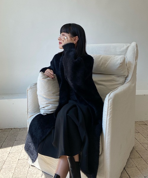 chuclla（チュクラ）の「シャギーニット ロングガウンコート chw22a002（その他アウター・レディース・ブラック・FREE）」の3枚目の写真