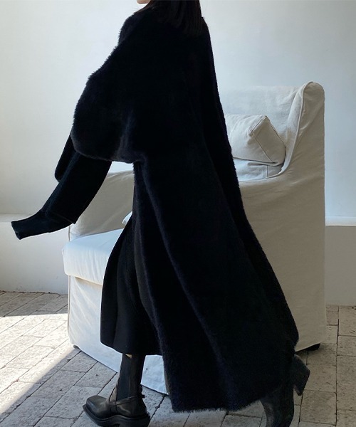 chuclla（チュクラ）の「シャギーニット ロングガウンコート chw22a002（その他アウター・レディース・ブラック・FREE）」の4枚目の写真