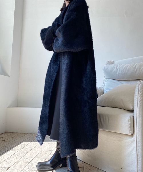 chuclla（チュクラ）の「シャギーニット ロングガウンコート chw22a002（その他アウター・レディース・ブラック・FREE）」の5枚目の写真