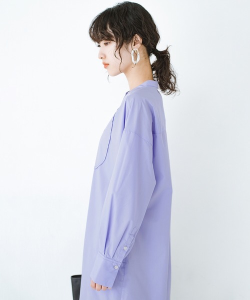haco!（ハコ）の「いつの間にか太ったからだもすっきりIラインがオシャレにごまかしてくれるシャツワンピース by que made me（シャツワンピース・レディース・ラベンダー/ブルー系その他・SMALL/MEDIUM/LARGE/X-LARGE）」の20枚目の写真